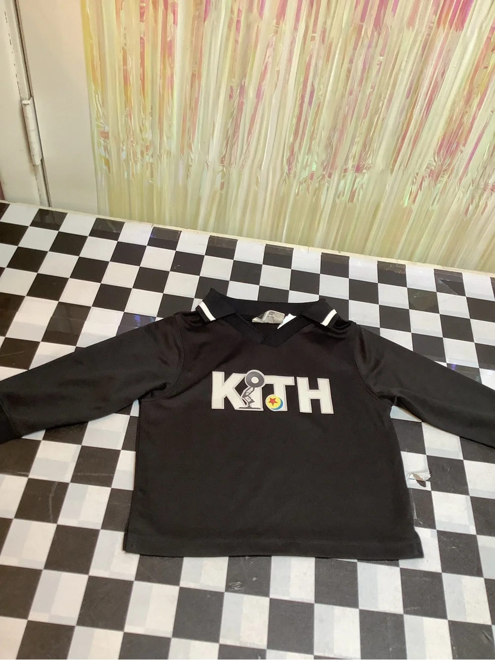 Kith Black Long-Sleeve Kids Tee with White Logo